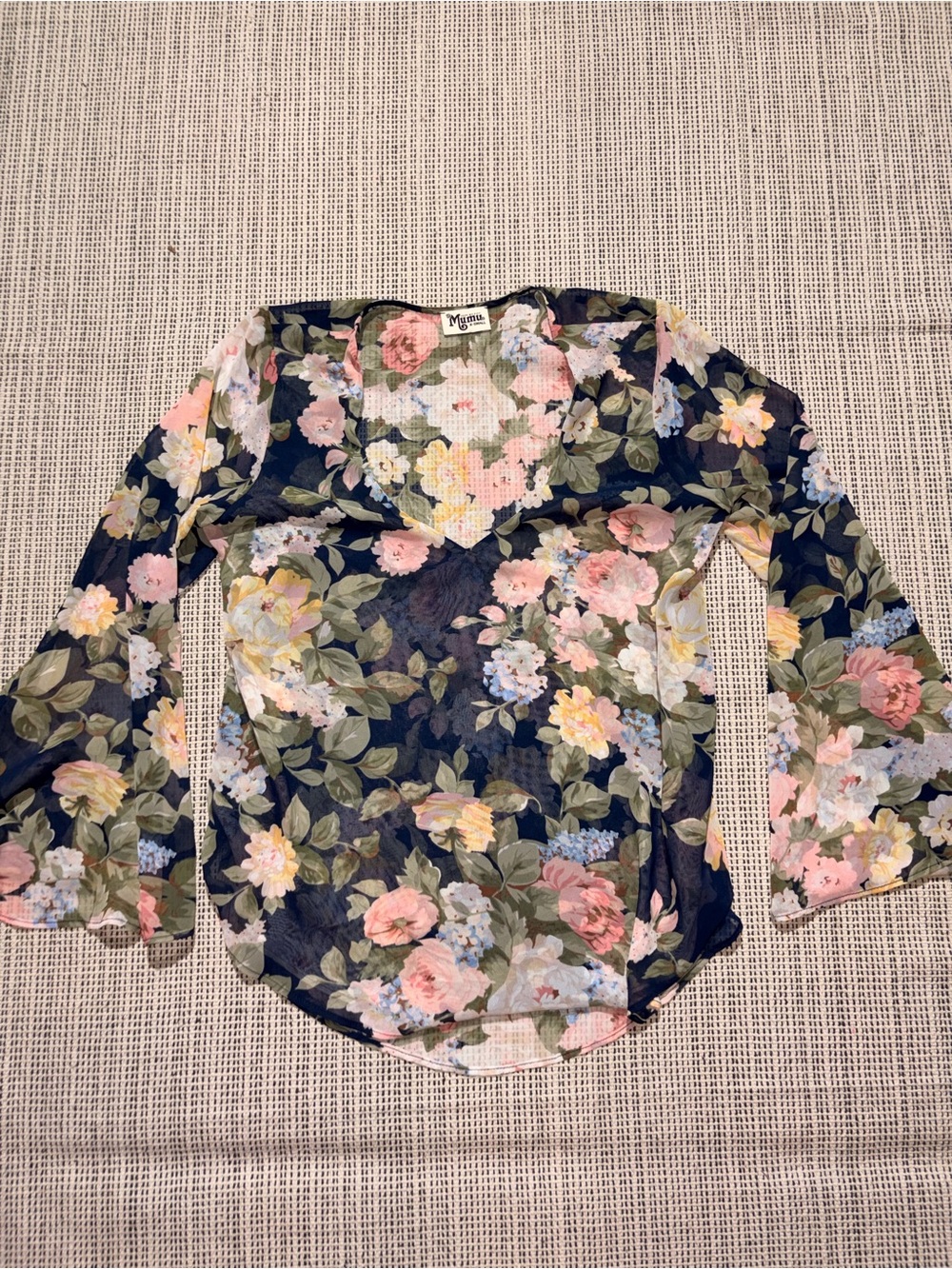 SHOW ME YOUR MUMU Women's Sheer Floral Mesh Top Size XS